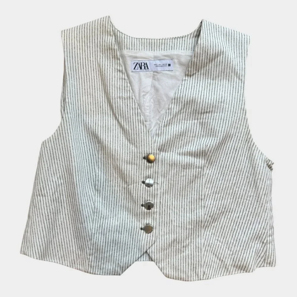 Zara Pinstriped Matching vest and jean set - size L